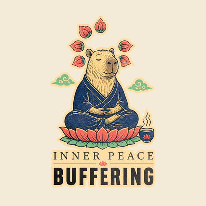 INNER PEACE BUFFERING funny yoga T-shirt artwork
