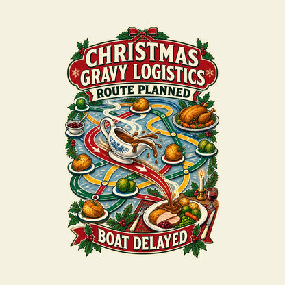 CHRISTMAS GRAVY LOGISTICS ROUTE PLANNED BOAT DELAYED funny Christmas T-shirt artwork