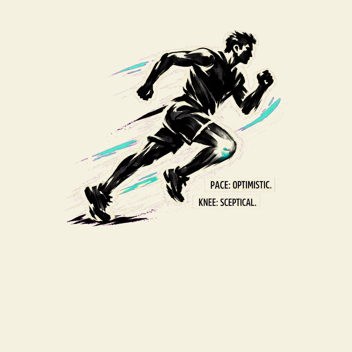 PACE: OPTIMISTIC. KNEE: SCEPTICAL. funny running T-shirt artwork