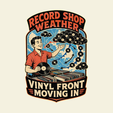 RECORD SHOP WEATHER VINYL FRONT MOVING IN funny music T-shirt artwork