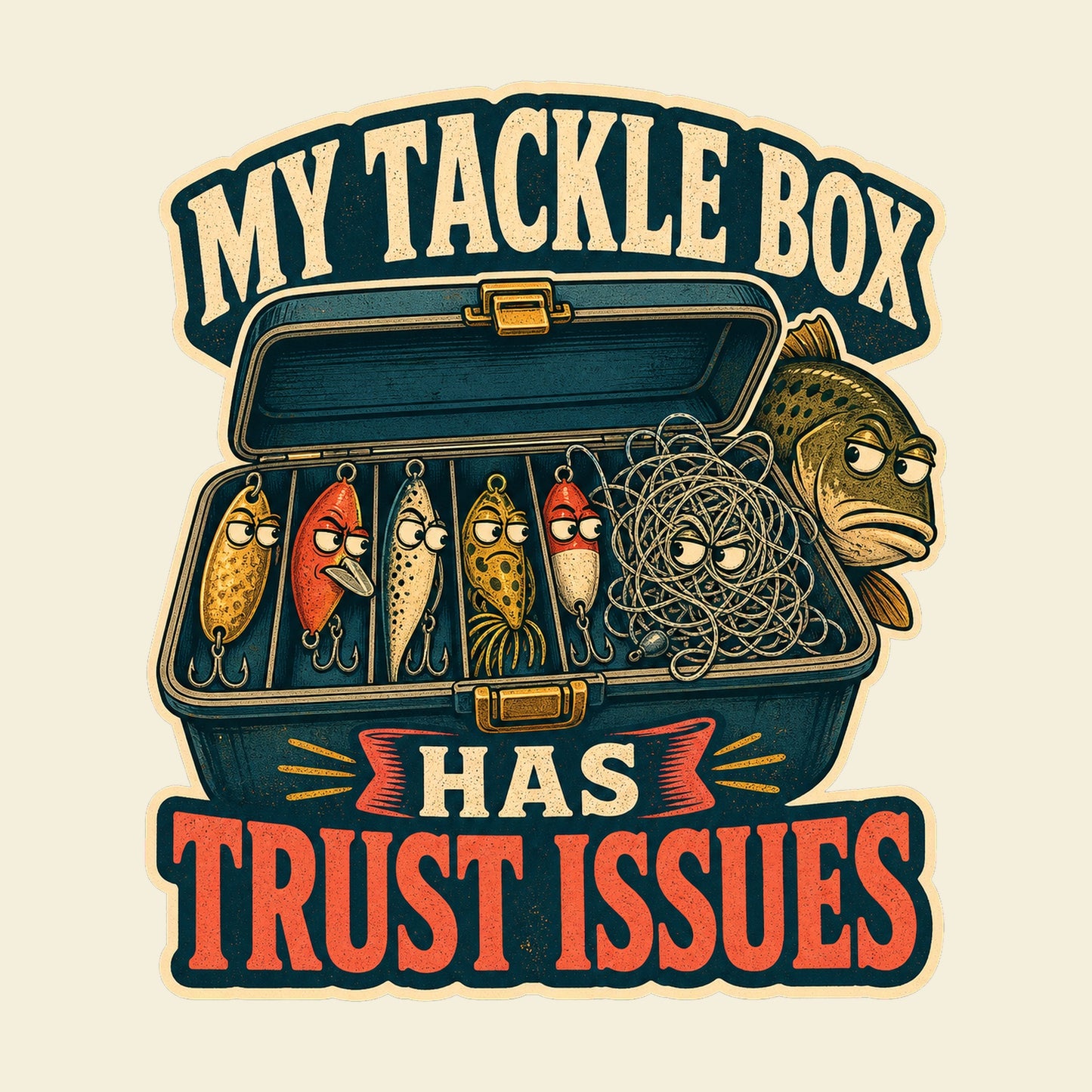 My Tackle Box Has Trust Issues funny fishing T-shirt artwork