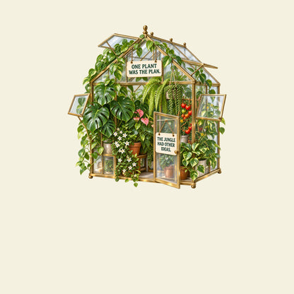 ONE PLANT WAS THE PLAN. THE JUNGLE HAD OTHER IDEAS. funny gardening T-shirt artwork