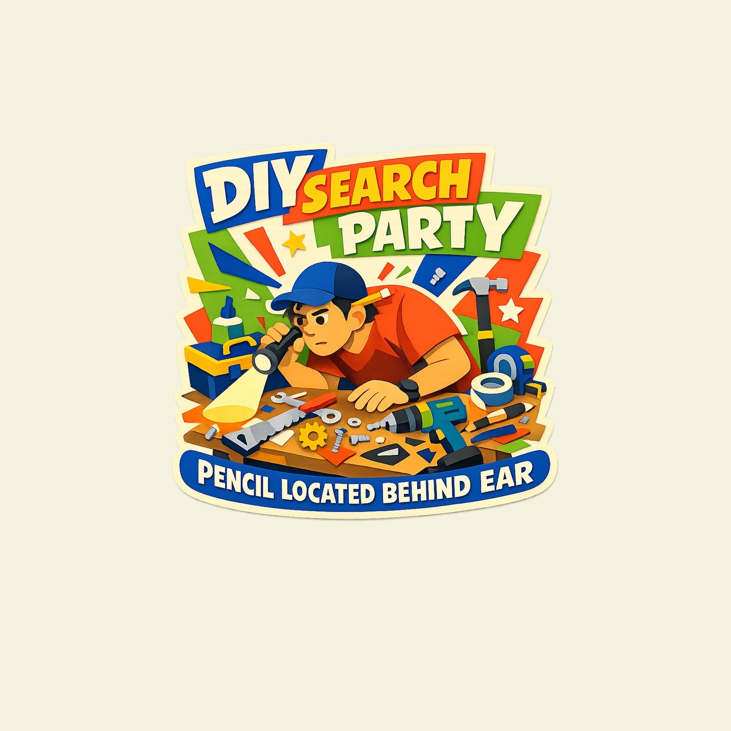 DIY SEARCH PARTY PENCIL LOCATED BEHIND EAR funny diy T-shirt artwork